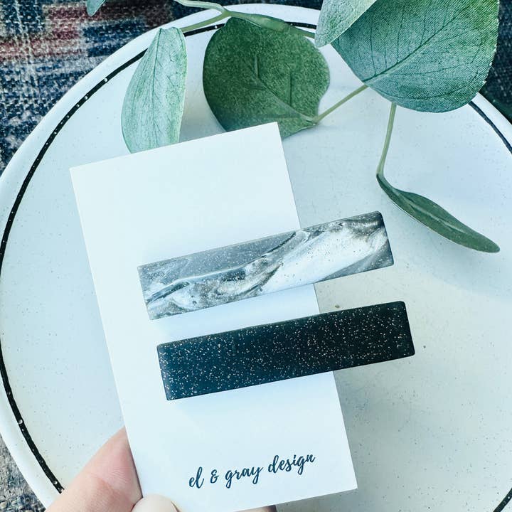 El & Gray Design - Wholesale Hair Clip - Women's - Glitter Nights Rectangle Hair Clips (2 Clip Set)2