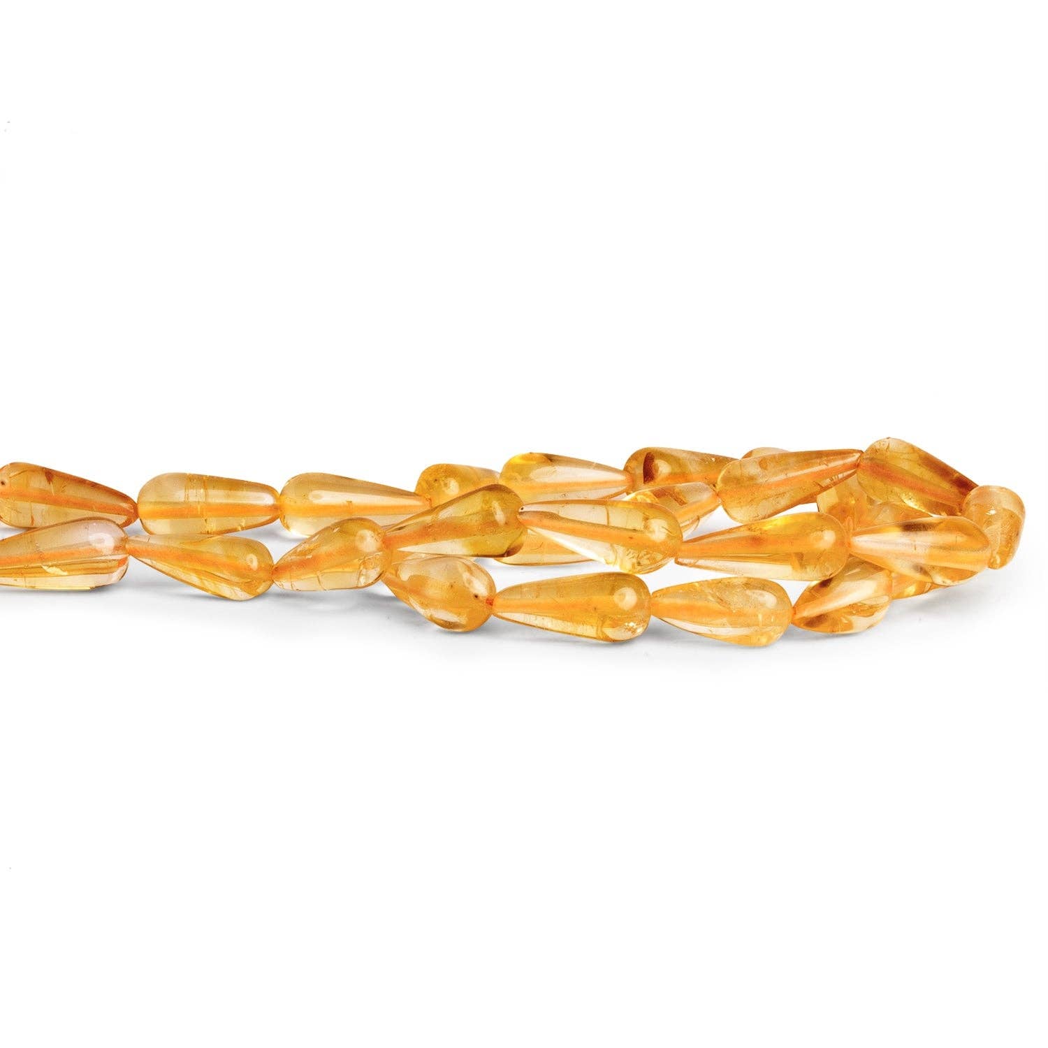 The Bead Traders - Wholesale Beads - 9x7mm Citrine Plain Teardrops 14 inch 25 beads1