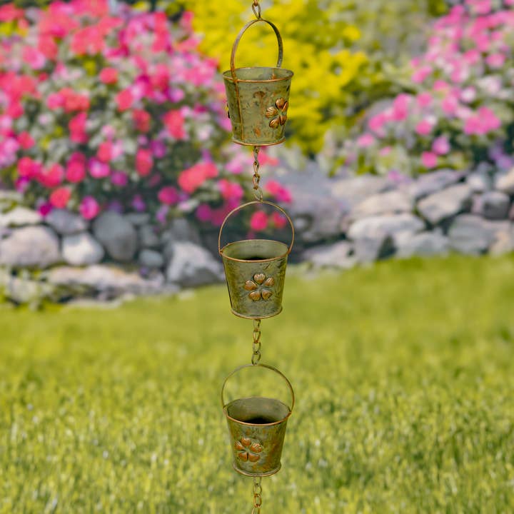 Zaer Ltd. International - Wholesale Outdoor Ornament/Decor - 78" Long Iron Bucket Rain Chain- 2 Color Options