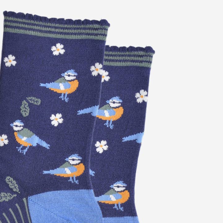 Sock Talk – wholesale Socks – Women's – Women's Bamboo Socks - Navy Blue/Green, Blue Tit Woodland2