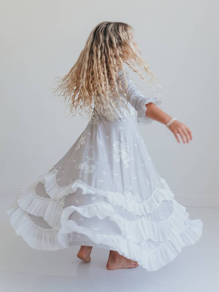 Oopsie Daisy - Wholesale Dress - Kids - Girls Winter Rose Floral Long Sleeve Ruffles Dress0