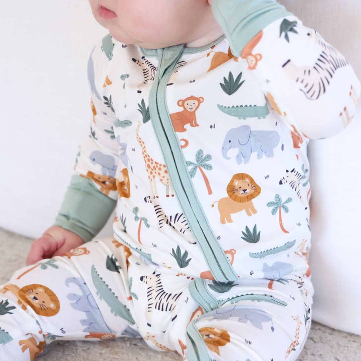 Caden Lane - Wholesale Jumpsuit - Baby - Safari Snuggles Convertible Zip Romper2