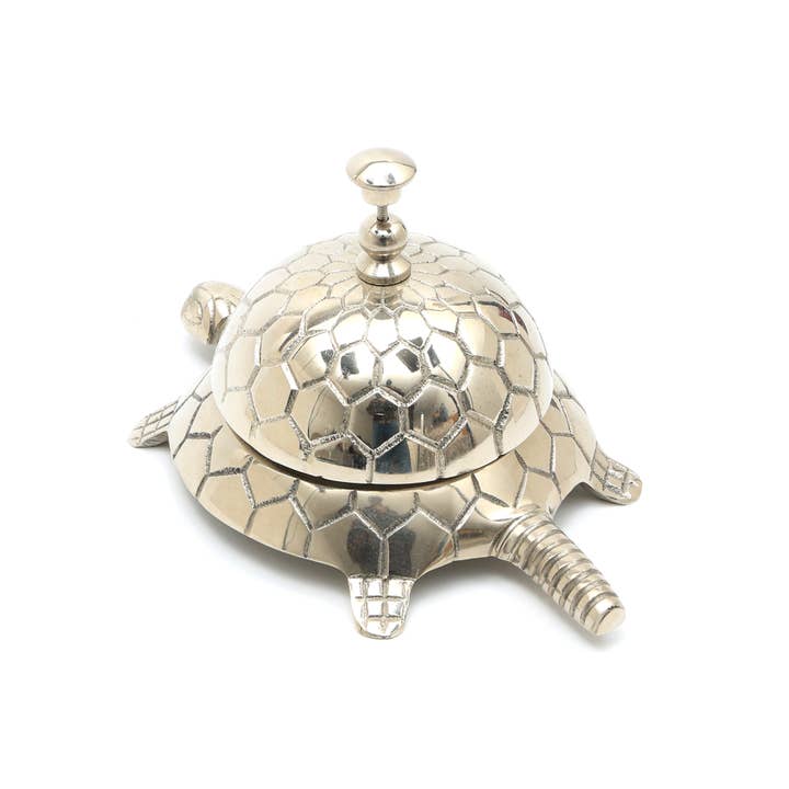 ExpoBazaar - Wholesale Decorative Tabletop Object - Decorative Aluminium Desk Bell in Turtle Shape-7.5" Dia