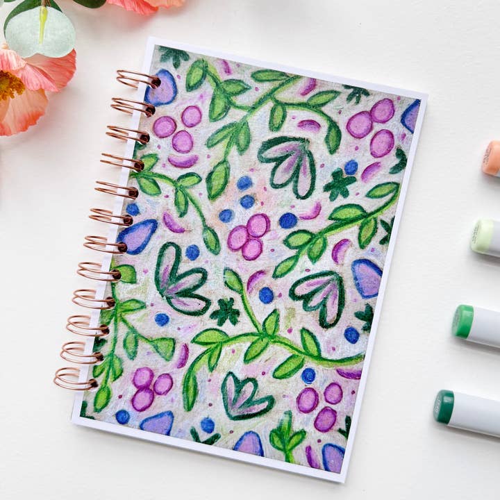 Hand-Illustrated + Handmade Notebook/Sketchbook | Leaves + Berries for wholesale by D. Prince Designs