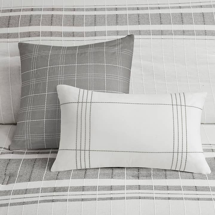 Olliix - Wholesale Bedding Set - Modern Farmhouse Comforter/Duvet Cover Set, White Grey