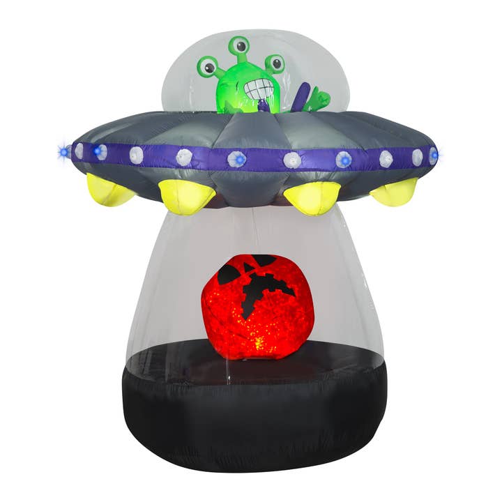 National Tree Company - Wholesale Inflatables - 6 ft. Halloween Animated Alien Spacecraft Inflatable Decoration with LED Lights