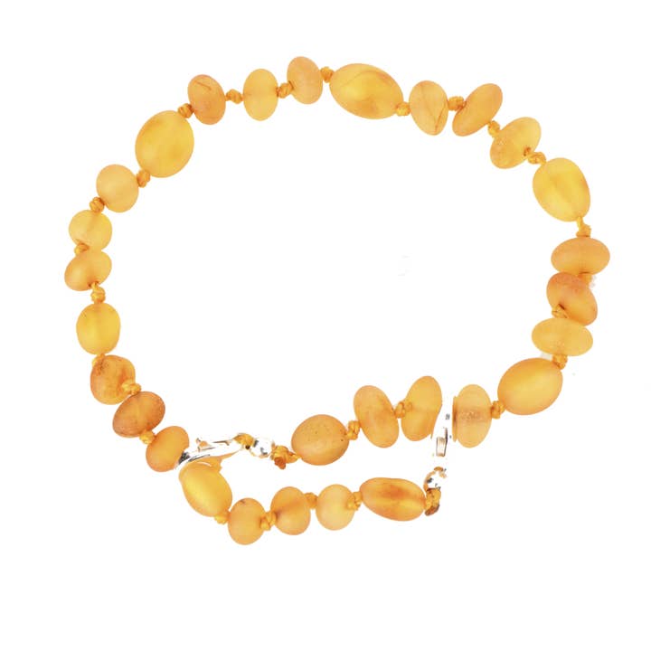 Rå honning barok & oliven form rav perler ankelkæde til voksne for engroshandel hos The Natural Amber