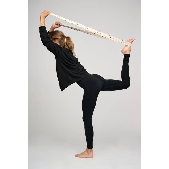 ecru black dots dotted yoga strap for wholesale on Faire3