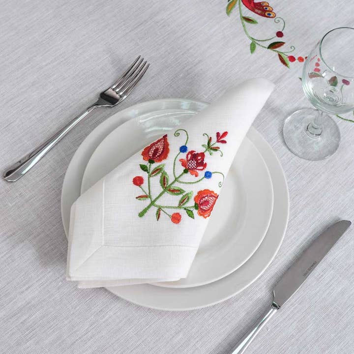 Handmade Originals Ukraine – wholesale Dinner & cloth napkin – Linen Embroidered Napkins Premium Quality 16x16'' - Floral