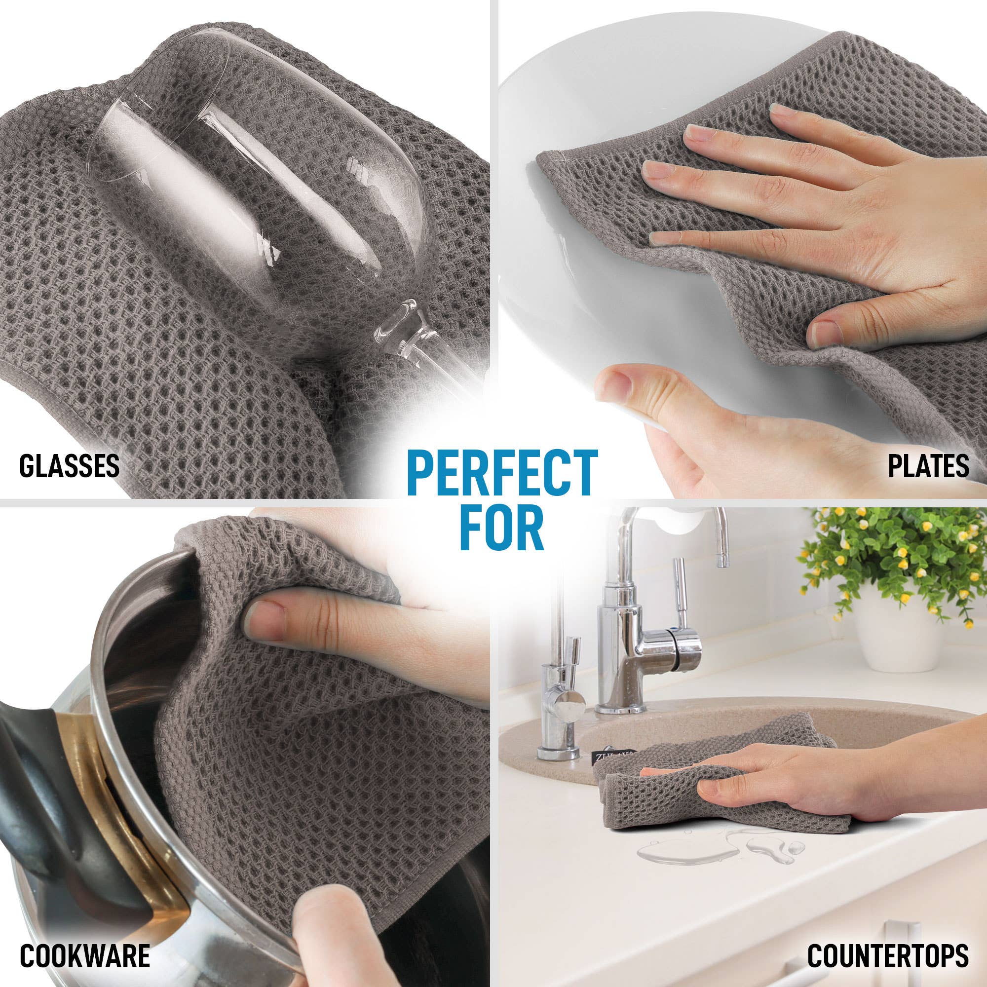 Zulay Kitchen - Vendita all'ingrosso Strofinaccio da cucina - Asciugamano da cucina Waffle Weave, 33 x 28 cm (confezione da 3)6