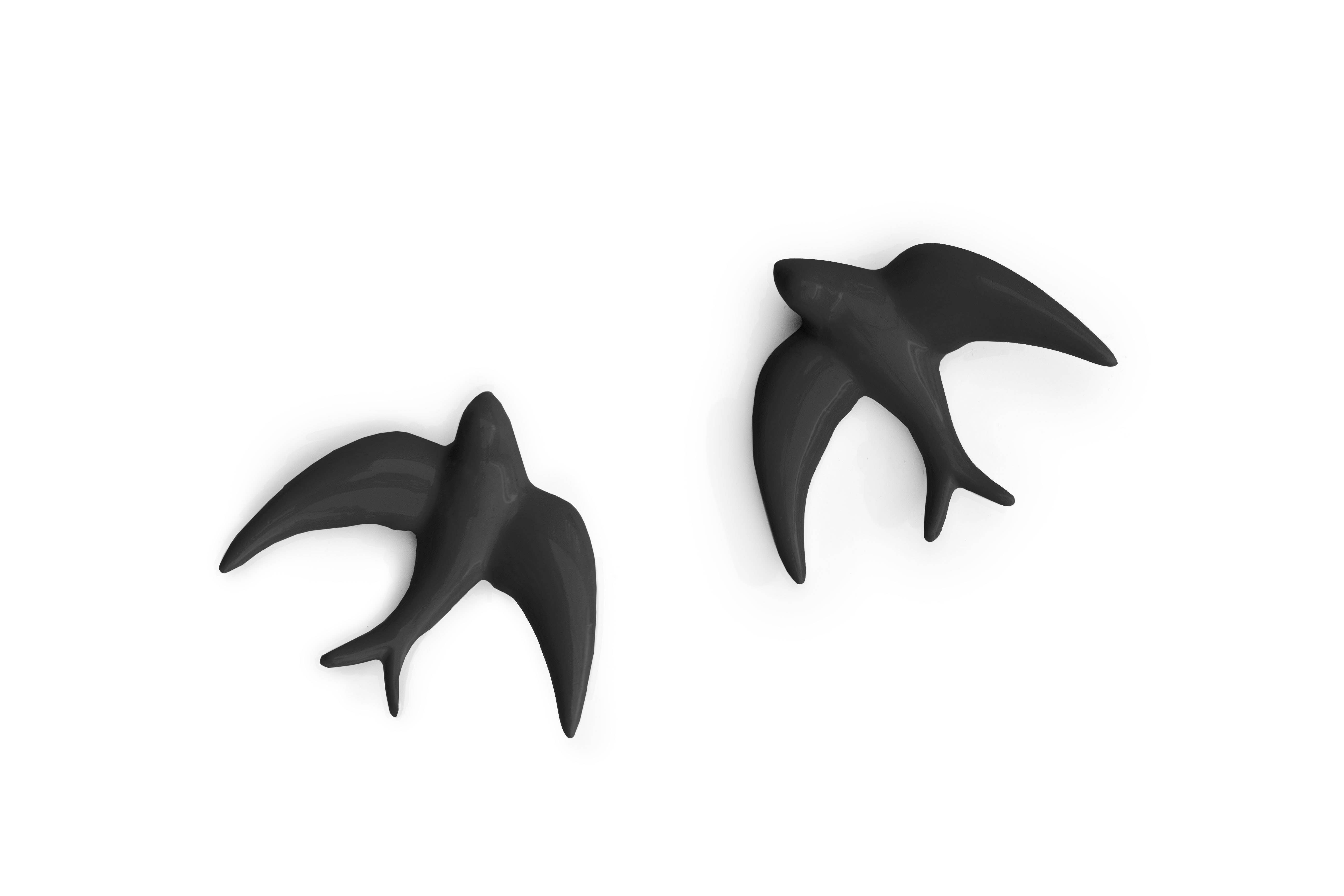 Really Nice Things - Wholesale Wall Decor - Kids & Baby - Set of 2 Porcelain Swallows (Black)