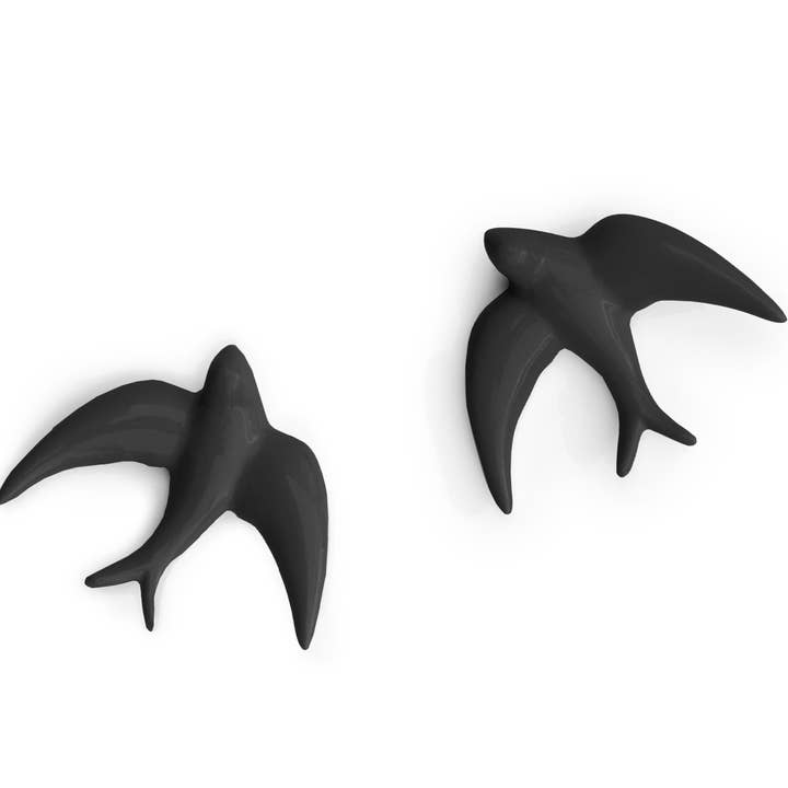 Really Nice Things - Wholesale Wall Decor - Kids & Baby - Set of 2 Porcelain Swallows (Black)0