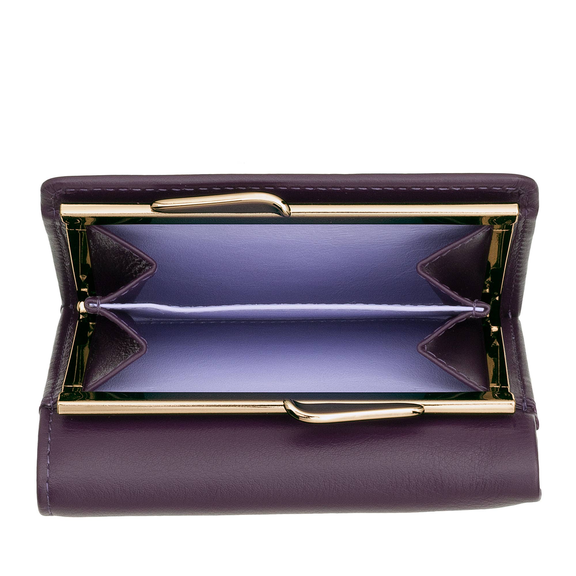 dudu - Vendita all'ingrosso Portafogli - Donna - Portafoglio Compatto in Pelle da Donna Dudu Clic Clac Viola Scuro3