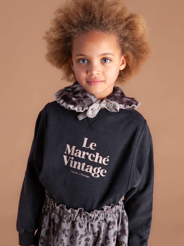 Dark Grey Sweatshirt "Le Marche Vintage" W53923-K for wholesale on Faire