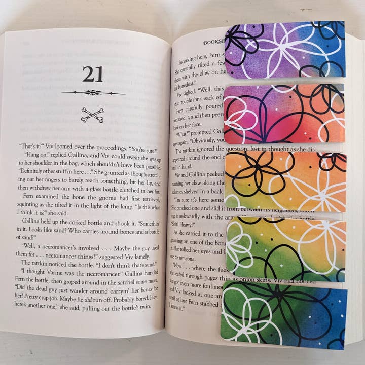 Rainbow Flower Holographic Magnetic Bookmark for wholesale by Meg Huff Photography & Art