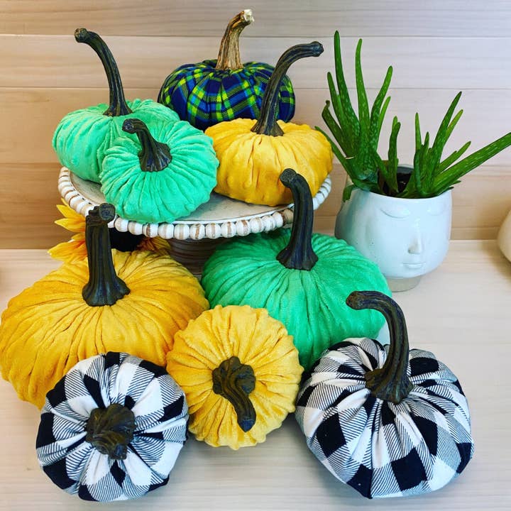 Leanne Bruce Co. - Wholesale Decorative Tabletop Object - Fabric Pumpkins LARGE Fall to Summer Colorful Home DecorÂ