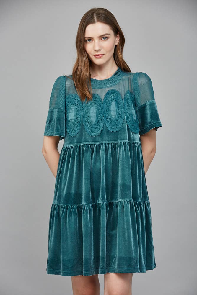 FATE - Wholesale Dress - Women's - CONTRAST SHEER MESH W/ INTRICATE LACE DETAIL VELVET FD34144 8