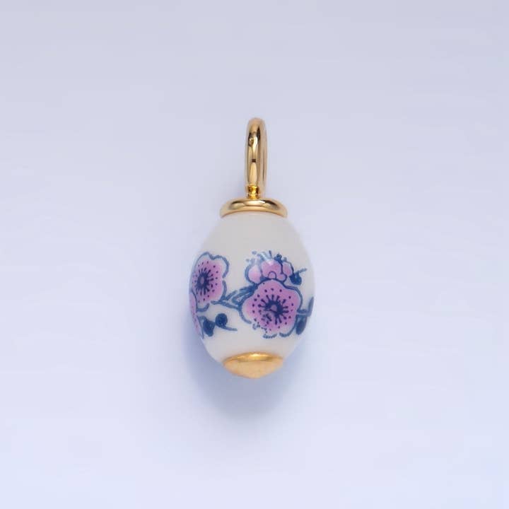 Aim Eternal - Wholesale Individual charm/pendant - 24K Gold Filled Nature Floral Mushroom Pet Sea Sell Ceramic Drop Charm15
