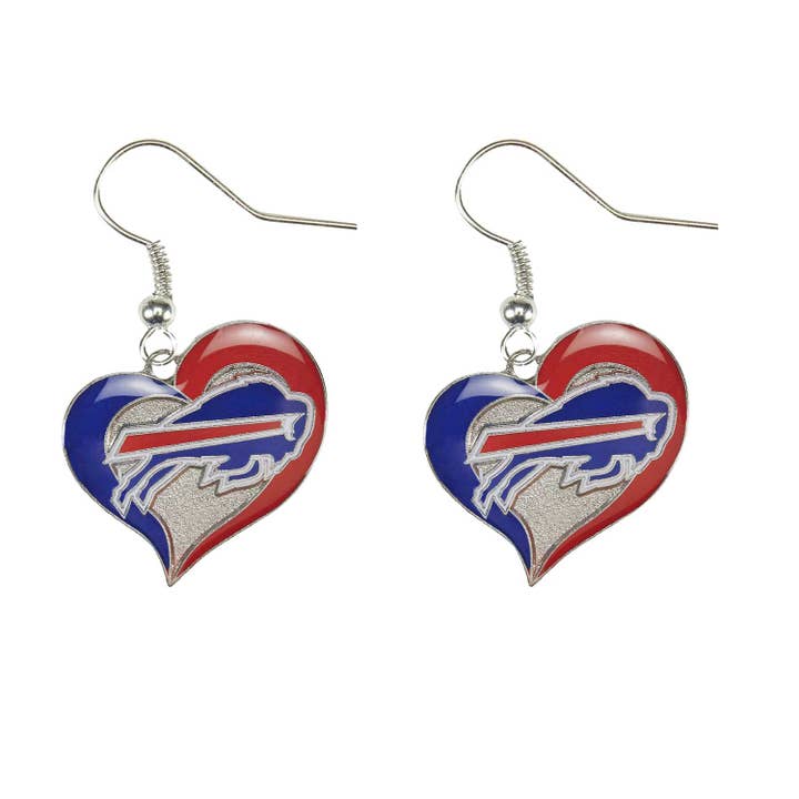 NFL Buffalo Bills Swirl Heart Earrings for wholesale by Aminco USA