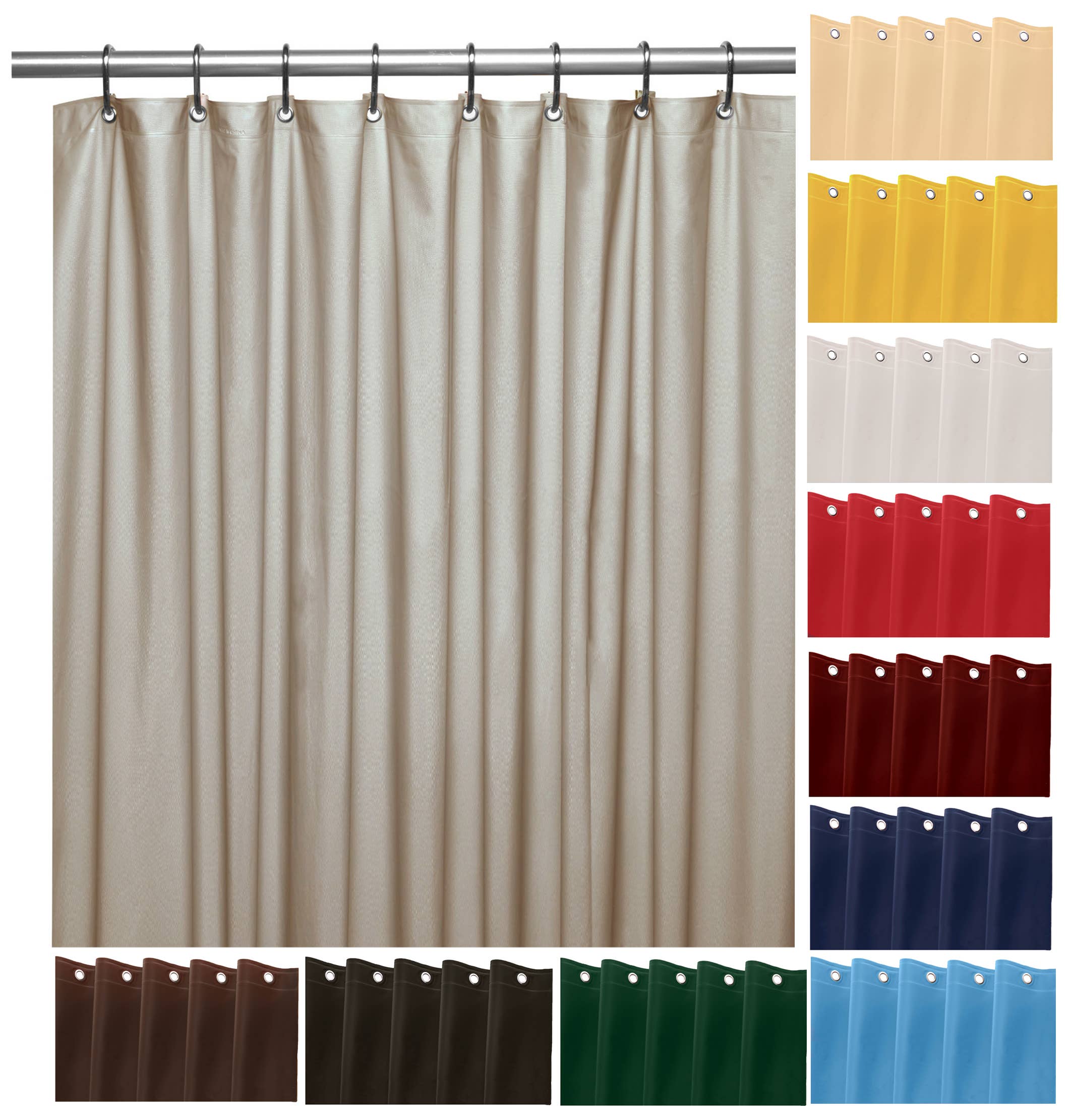 YafeMarte - Venta al por mayor Cortinas de ducha - Forro de cortina de ducha pesado con 3 imanes, peso de 70 x 72 pulgadas9