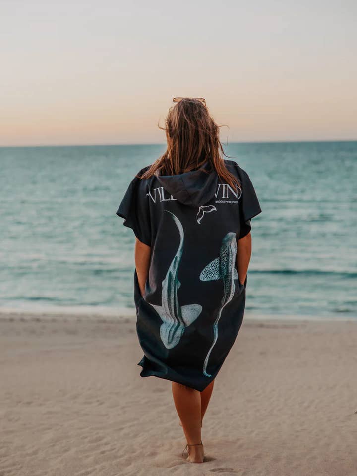 ADULT | Leopards Yin Yang Hooded Beach Towel: Lux Microfibre for wholesale by Will and Wind - Beach Towels & Accessories