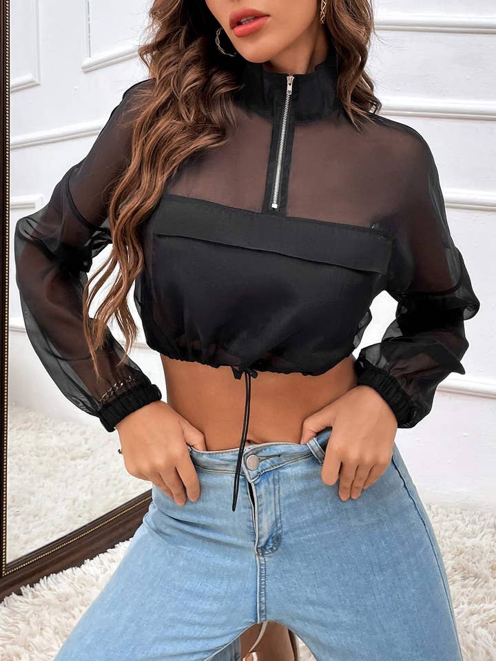 pocket patched mesh jacket for wholesale by Fashion Combination