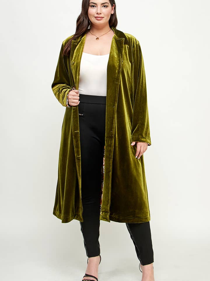 EDREDRO DE VELUDO MANGA COMPRIDA KJ-1437P-6 VERDE (PLUS) por atacado de Ellison