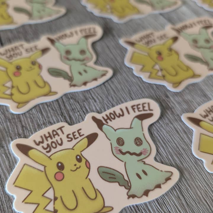 Sadsquatch - Wholesale Sticker - Pikachu Mimikyu Masked - Cute Pokémon Nintendo Vinyl Sticker2