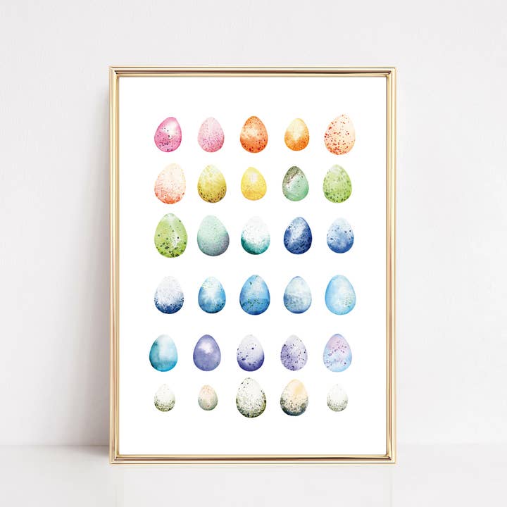 Rainbow Easter Eggs Wall Art Print | Easter Home Decor for wholesale by KIKIANDNIM