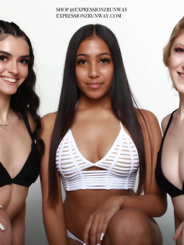 White Striped Bikini for wholesale by Expressionz Runway