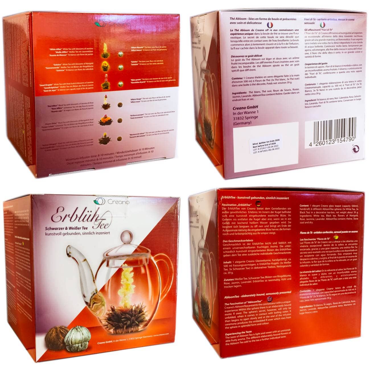 Creano - Wholesale Tea Set - Creano tea flowers mix - gift set blooming tea with glass jug8