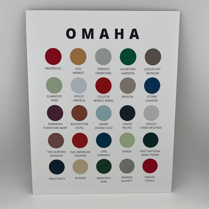 Omaha Color Palette Print for wholesale by Corn 'N Raised