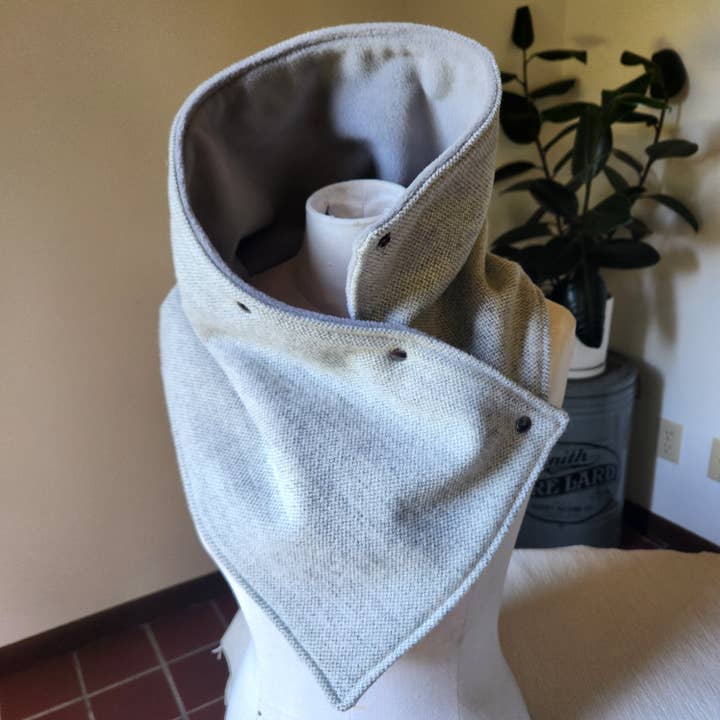 Grandma Skills - Wholesale Scarf - Women's - Luxury Snap Cowl-Light Gray Twill3