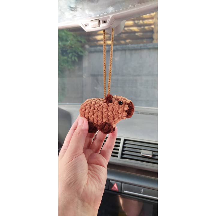 Cute Crochet Capybara Rear View Mirror Accessory, Cute Charm for wholesale by TOMOPOD LLC