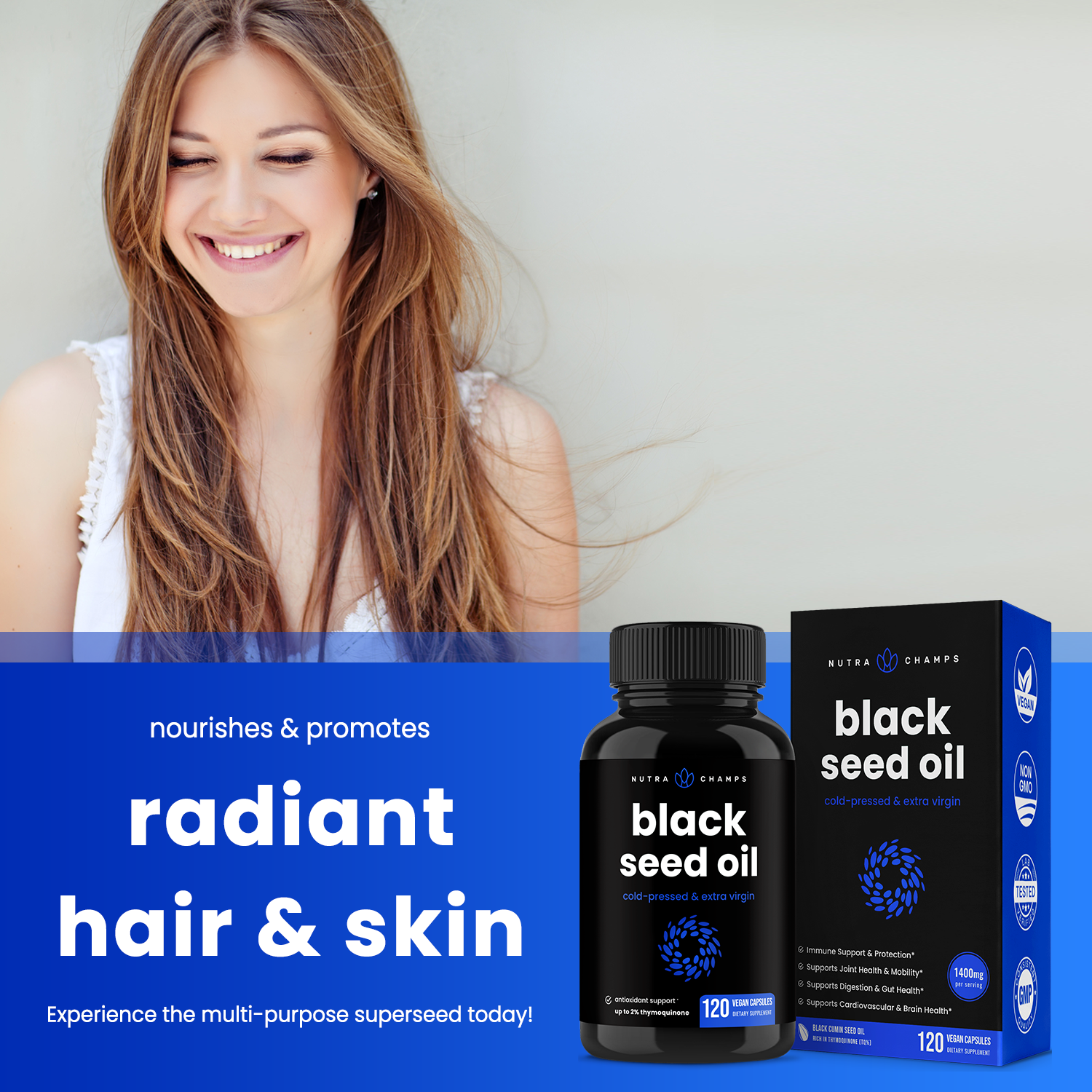 NutraChamps - Wholesale Oral Supplement/Vitamin - Black Seed Oil Capsules - Immune Support 3