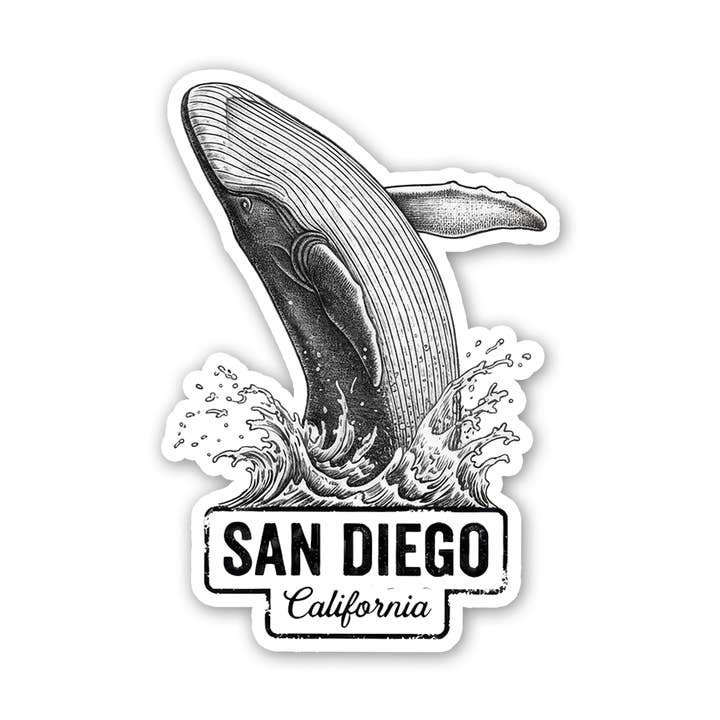 San Diego Icon - Humpback Breach sticker for wholesale by Sticker Atlas