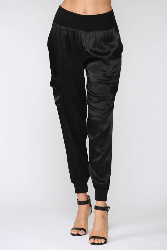 FATE - Wholesale Pants - Women's - SATIN CARGO JOGGER PANTS FP317617