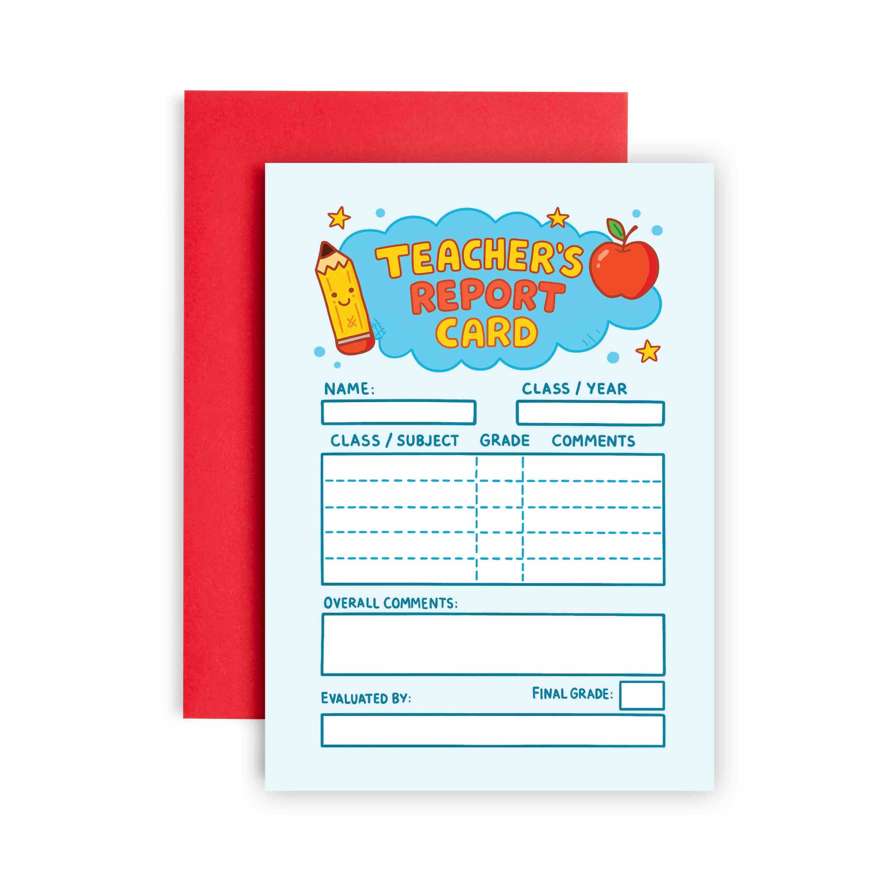 Huxters - Vente Cartes enseignant/rentrée scolaire - Carte de remerciement pour enseignant avec bulletin personnalisé0