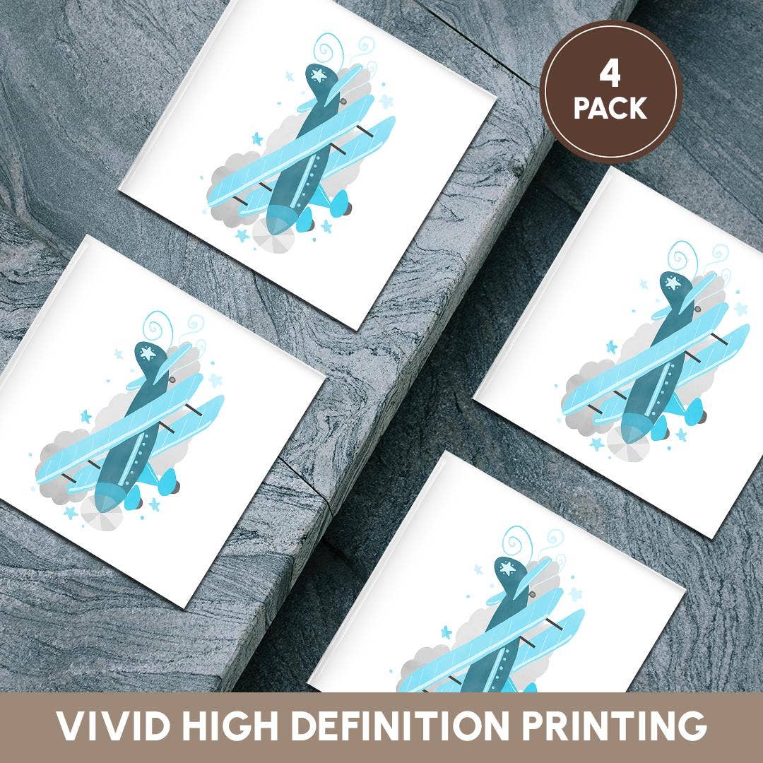 3dRose – Großhandel Untersetzer – 3dRose, Blauer Doppeldecker in den Wolken - Flugzeug, Untersetzer5