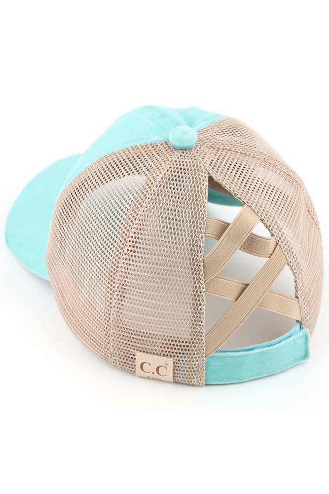 Hana - Venta al por mayor Gorras de béisbol - Niños - Gorra de poni cruzada con banda elástica de mezclilla lavada para niños de C.C12