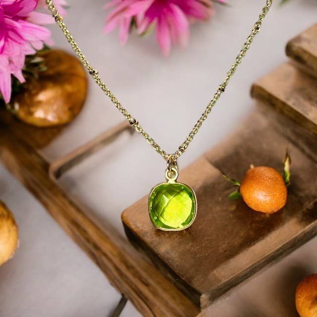 Pingente de pedra peridoto banhado a ouro fino por atacado de TOURMALYN