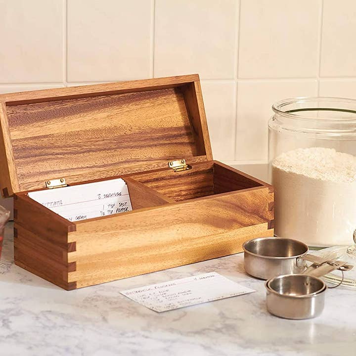 Fox Run Brands - Wholesale Recipe Box - Ironwood Gourmet Double Recipe Box, 4.5" x 11.5" x 4.75"1