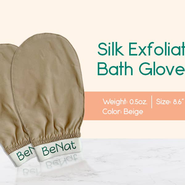 BeNat – wholesale Exfoliating gloves/mitts – Silk Exfoliating Bath Gloves2