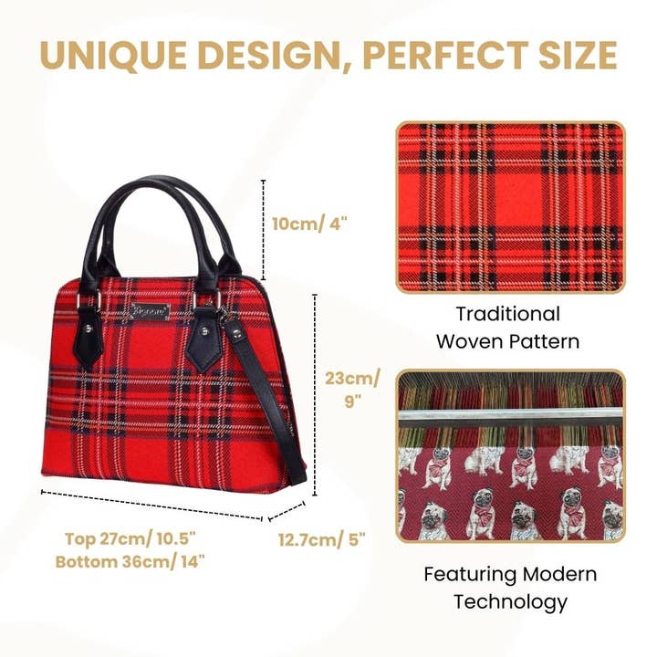 SignareArt - Vente Sac à main avec poignée sur le dessus – femme - CONV-RSTT | Sac à main convertible en tartan Royal Stewart2