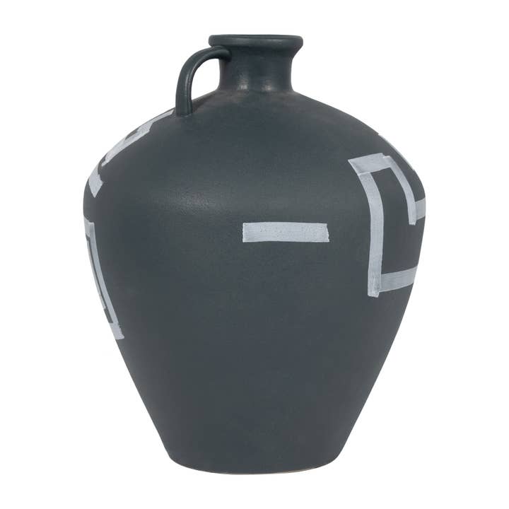 Sagebrook Home - Wholesale Vase - Decorative Vase - Gray Ceramic Painted Aztec Jug, 12 in.5