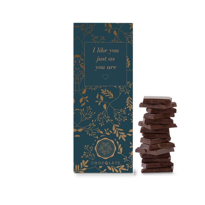 Chocolate orgânico CHOCQLATE 50% com manteiga de avelã “I like you just as you are” por atacado de Chocqlate