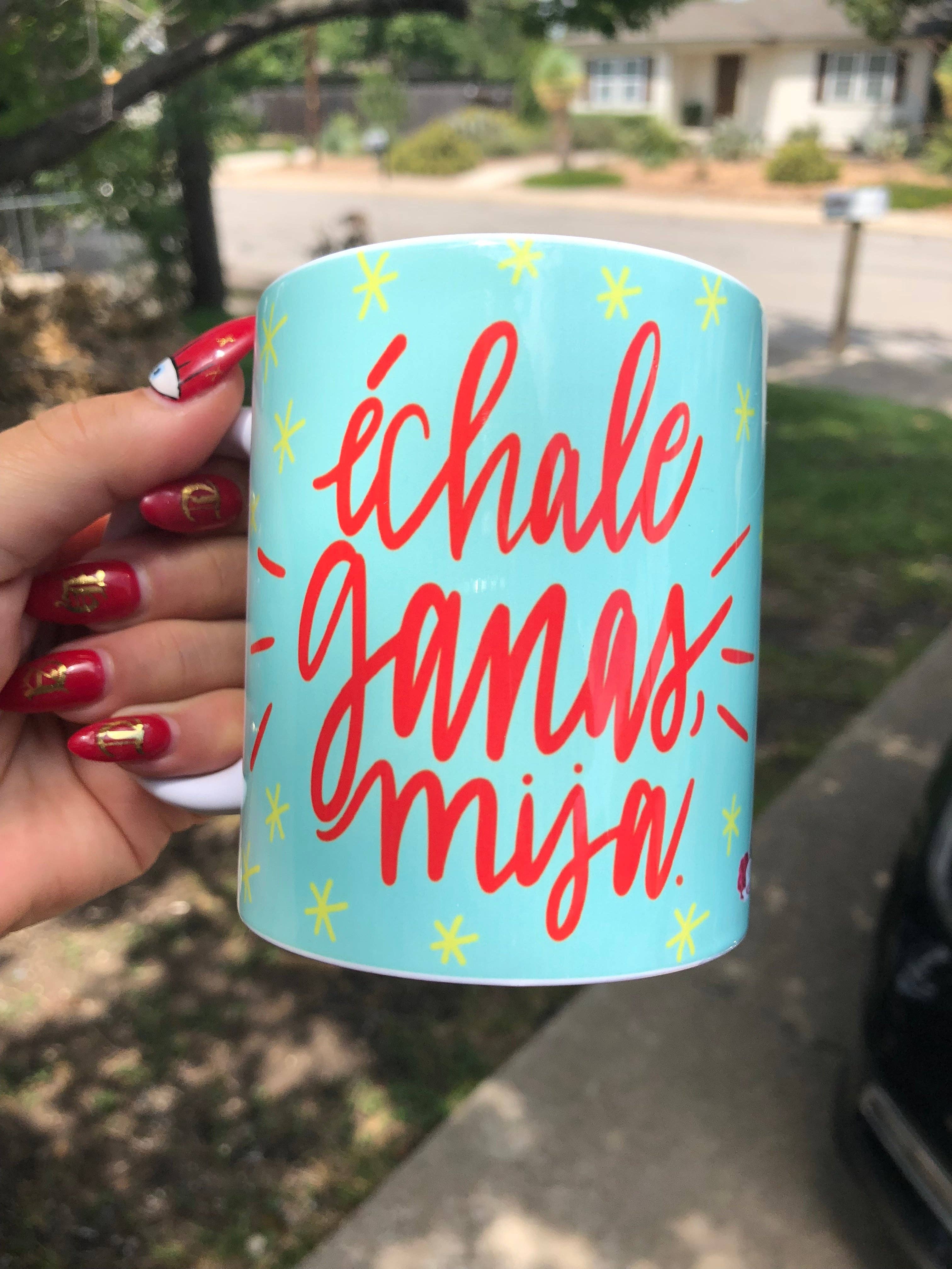 Very That - Wholesale  - Échale Ganas Blue Mug by Very That | Full Color Mug | Chingona | Latina1