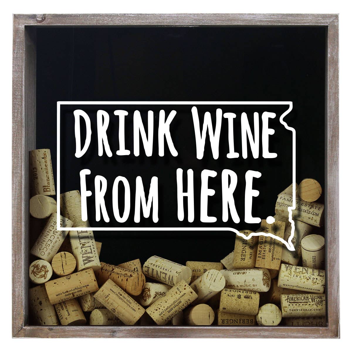 Torched Products - Wholesale Sign - Drink Wine From Here Beer Cap Shadow Box - Farmhouse Antique39