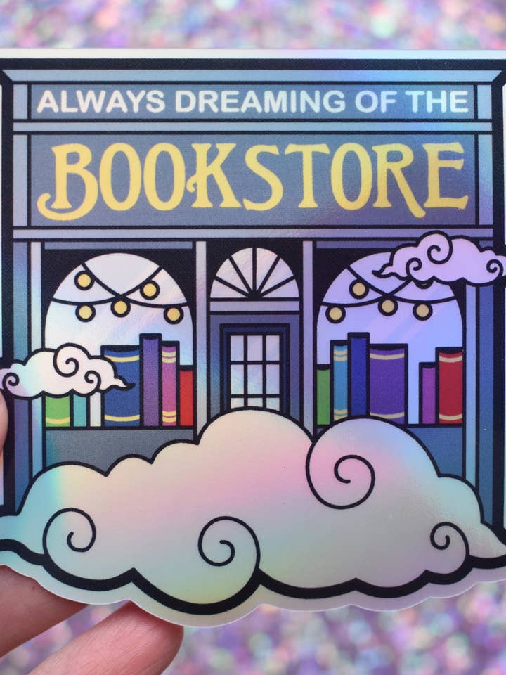 *NOUVEAU* Toujours rêver de la librairie - Autocollant holographique pour la vente par Felfira Moon Designs