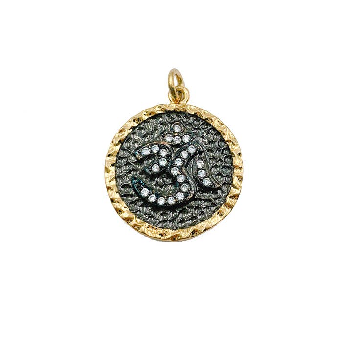 Gold Filled Om Yoga Charm Pendant CZ Micro Pave, CP1014 for wholesale by Beads Creation